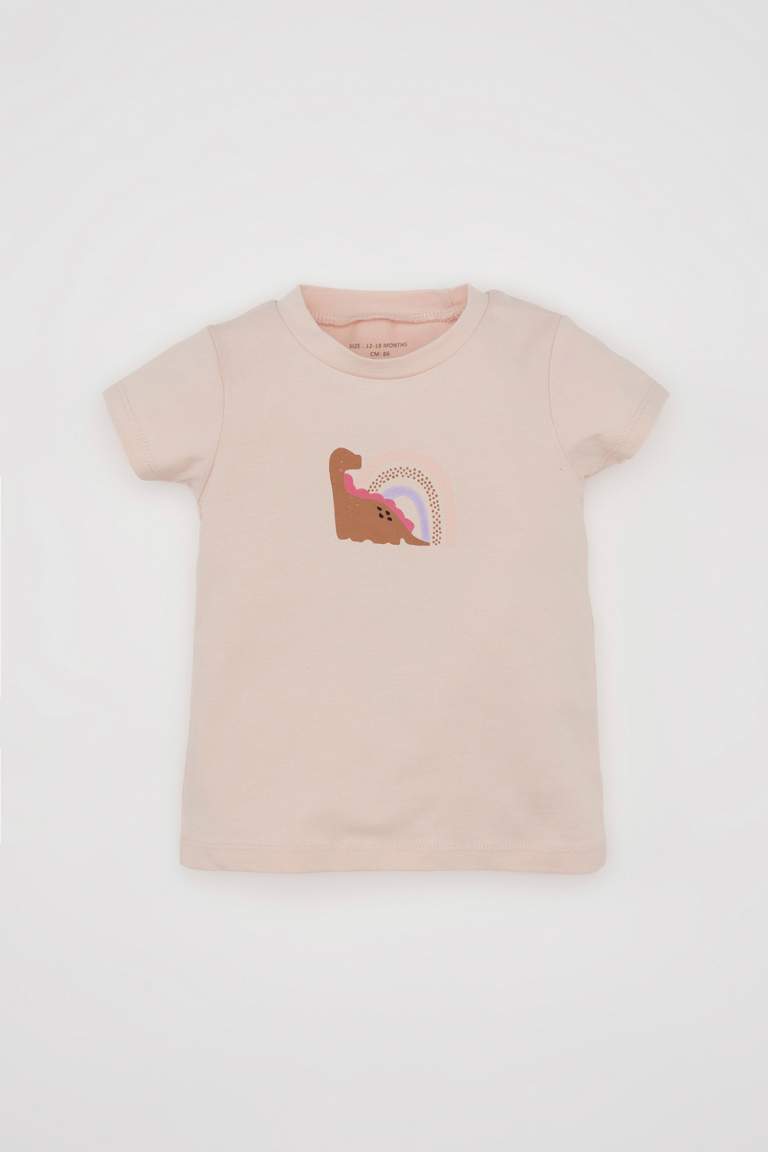 Baby Girl Dinosaur Printed T-Shirt  Salopet 2 Piece Set