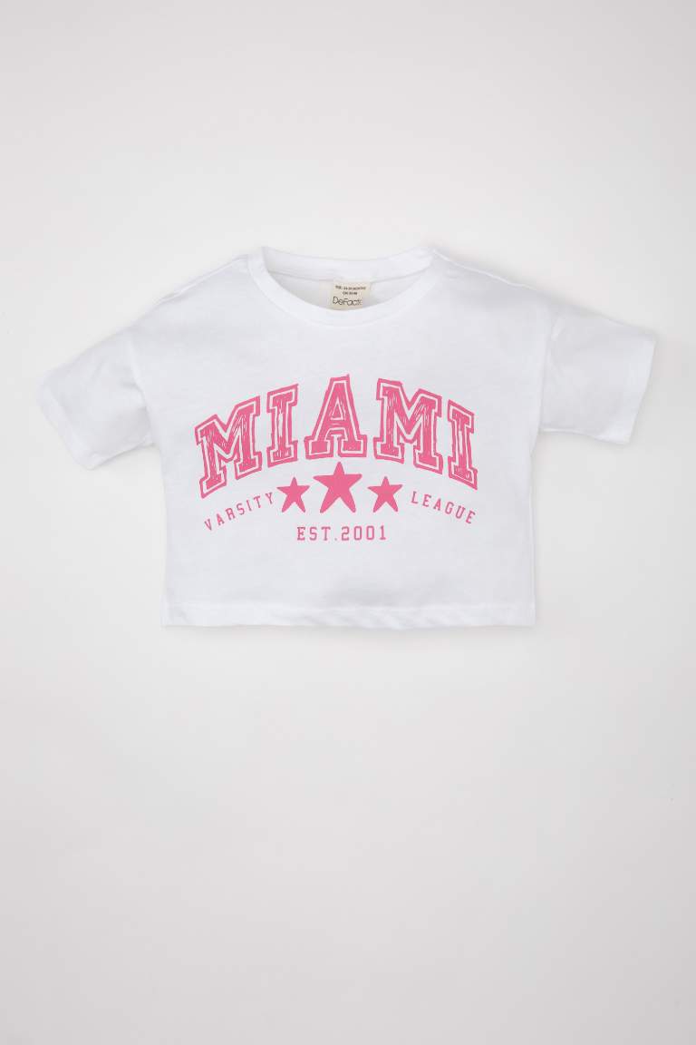 Baby Girl Regular Fit Crew Neck Slogan Printed T-Shirt