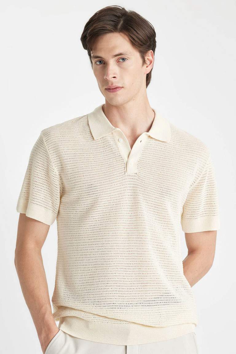 Standard Fit Polo Collar Knitwear Polo T-Shirt