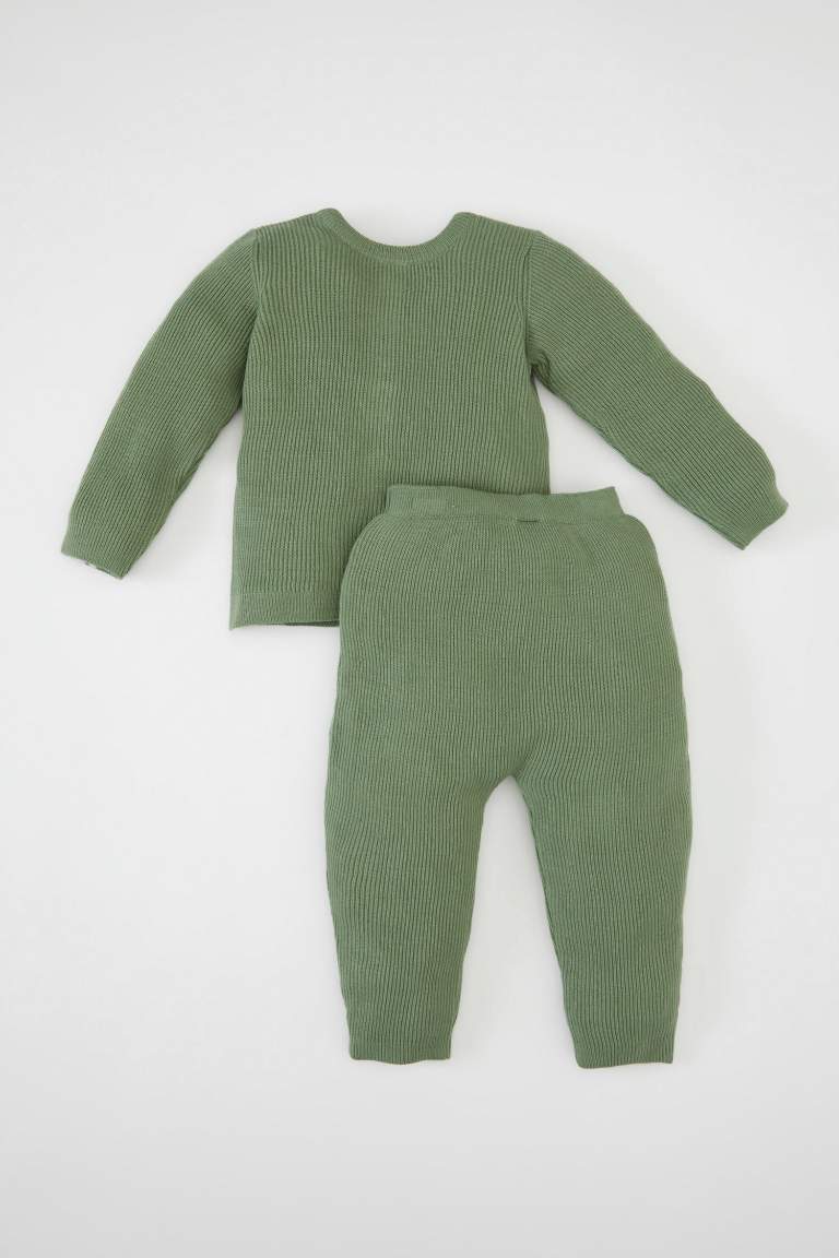 Ensemble pour bébé garçon: cardigan boutonné à manches longues et bas en tricot à taille élastique