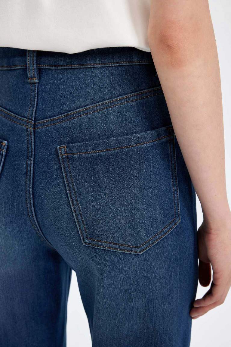 Lina Comfort Mom Yüksek Bel Bilek Boy Jean Yıkamalı Pantolon
