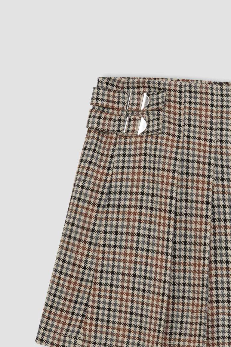 Jupe-short courte en sergé plissé à taille élastique pour fille