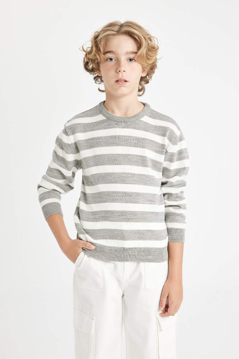 Boy Crew Neck Striped Knitted Pullover