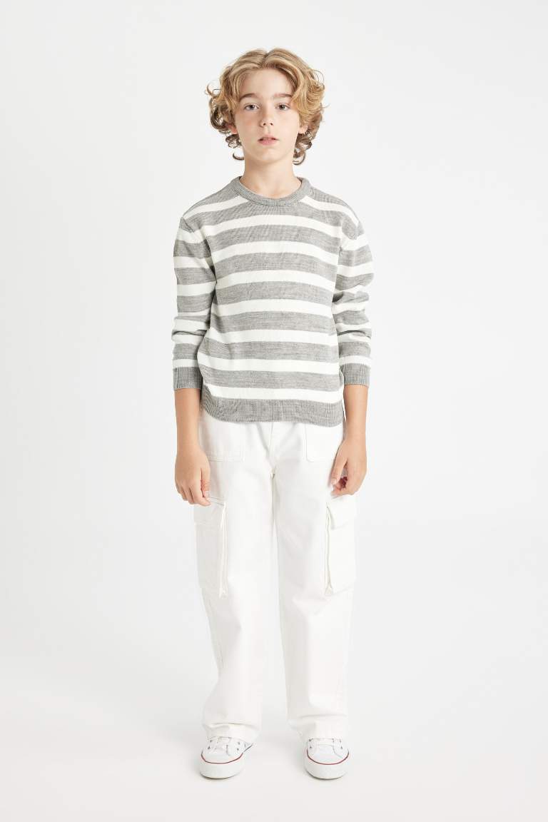 Boy Crew Neck Striped Knitted Pullover