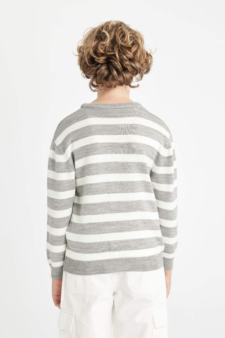 Boy Crew Neck Striped Knitted Pullover