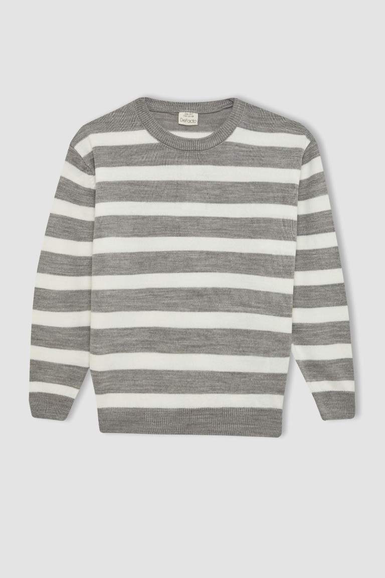 Boy Crew Neck Striped Knitted Pullover