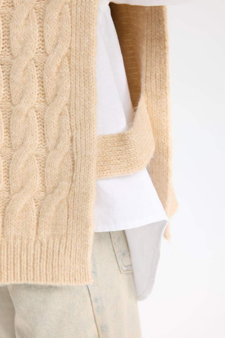 Pull en tricot sans manches à col rond pour Fille