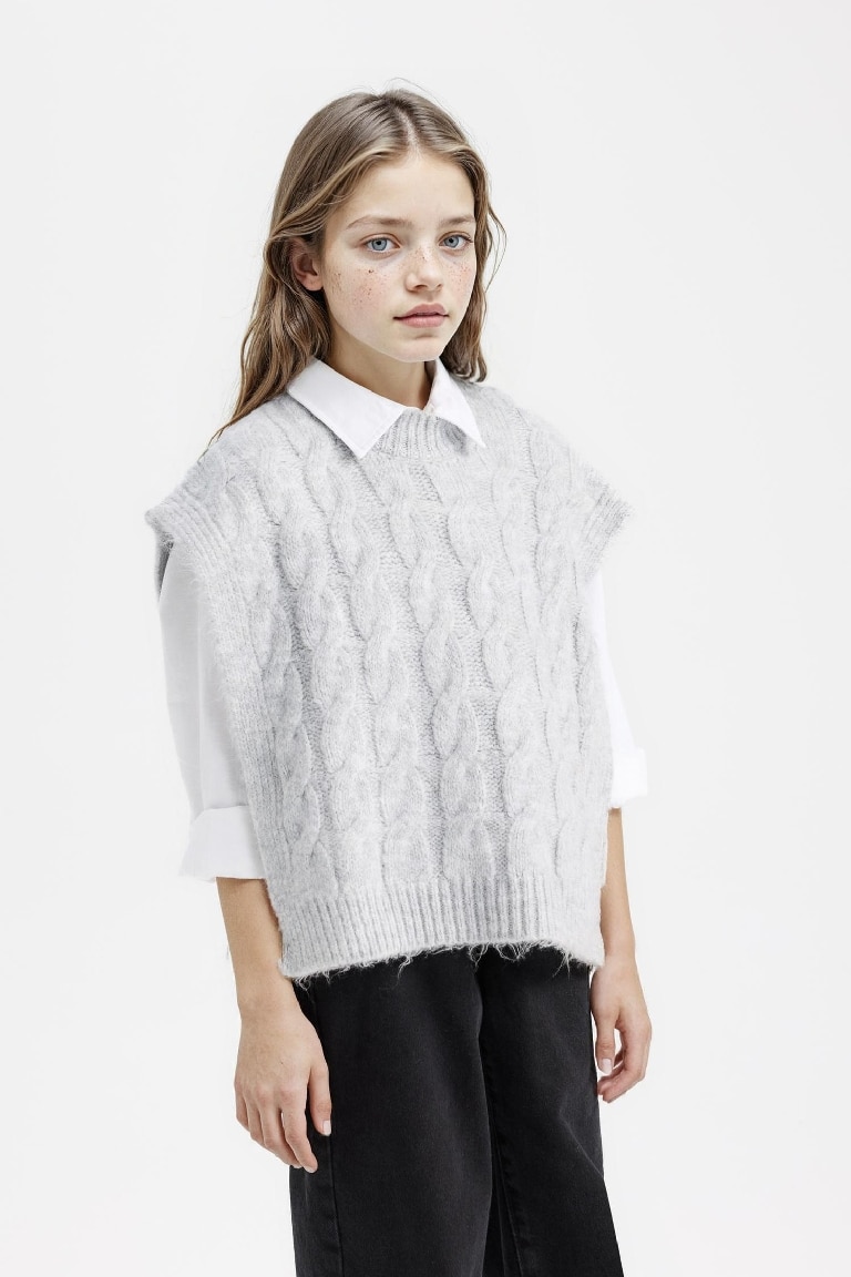 Pull en tricot sans manches à col rond pour Fille