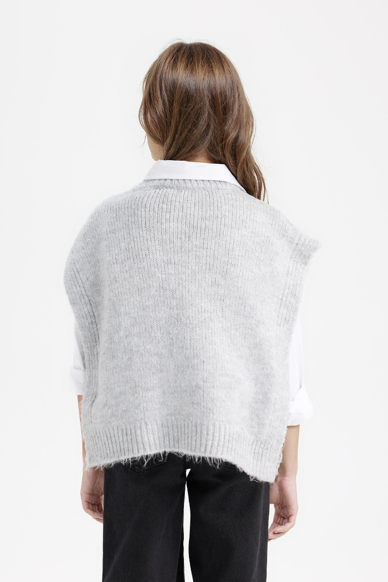 Pull en tricot sans manches à col rond pour Fille