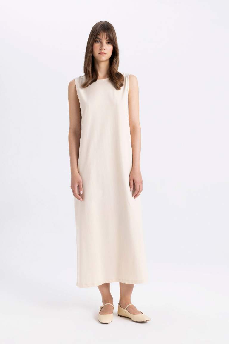 Regular Fit Sleeveless Maxi Cotton Dress