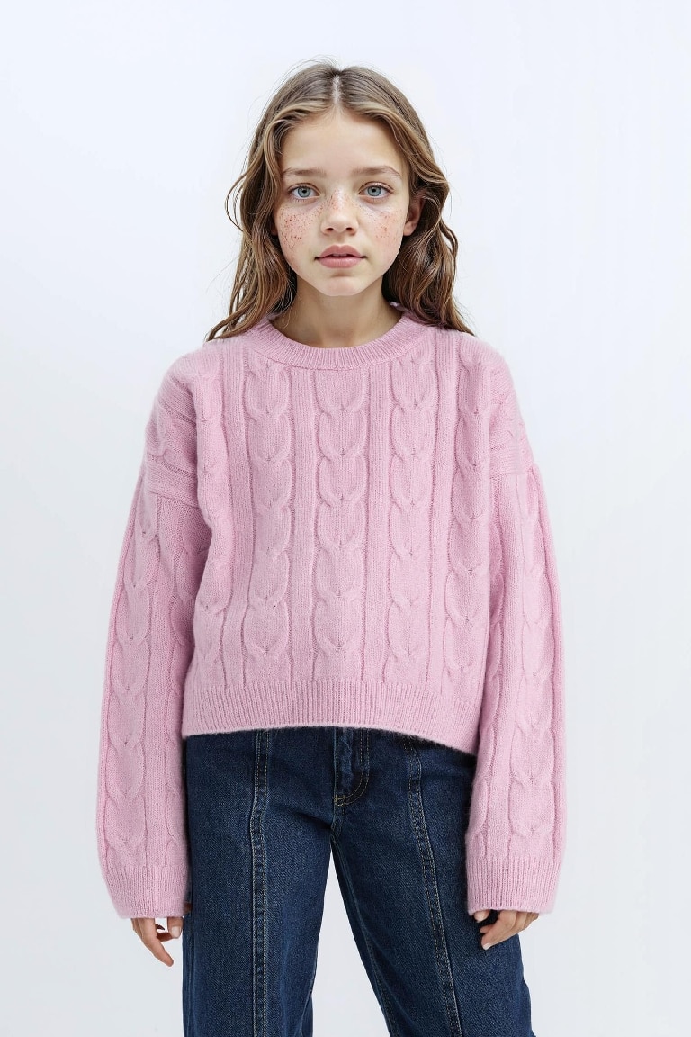 Pull court en maille à col rond pour fille