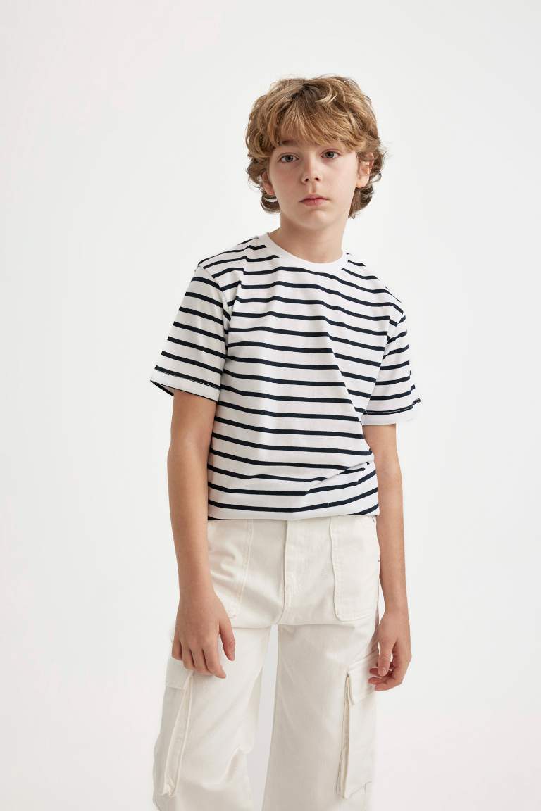 Boy Crew Neck Striped Short Sleeve T-Shirt