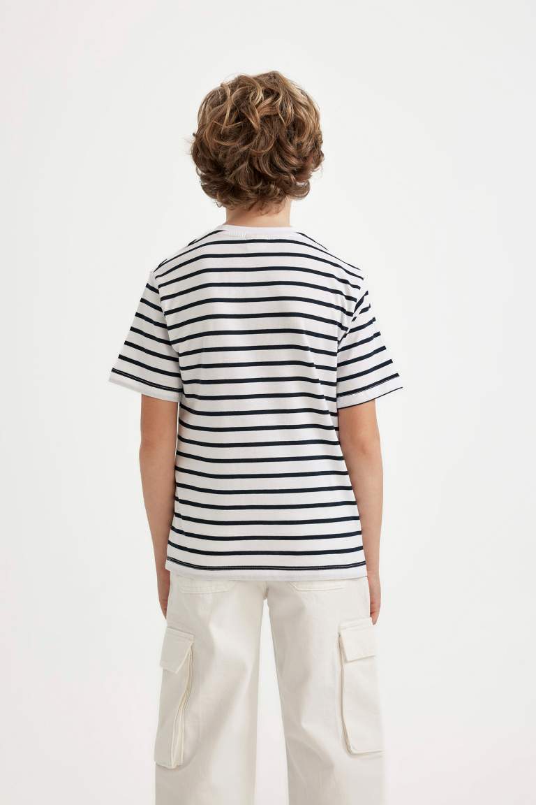 Boy Crew Neck Striped Short Sleeve T-Shirt