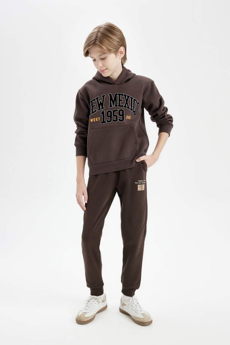 Boy Waist Tied Elastic Leg Pocket Printed Jogger Sweatpants