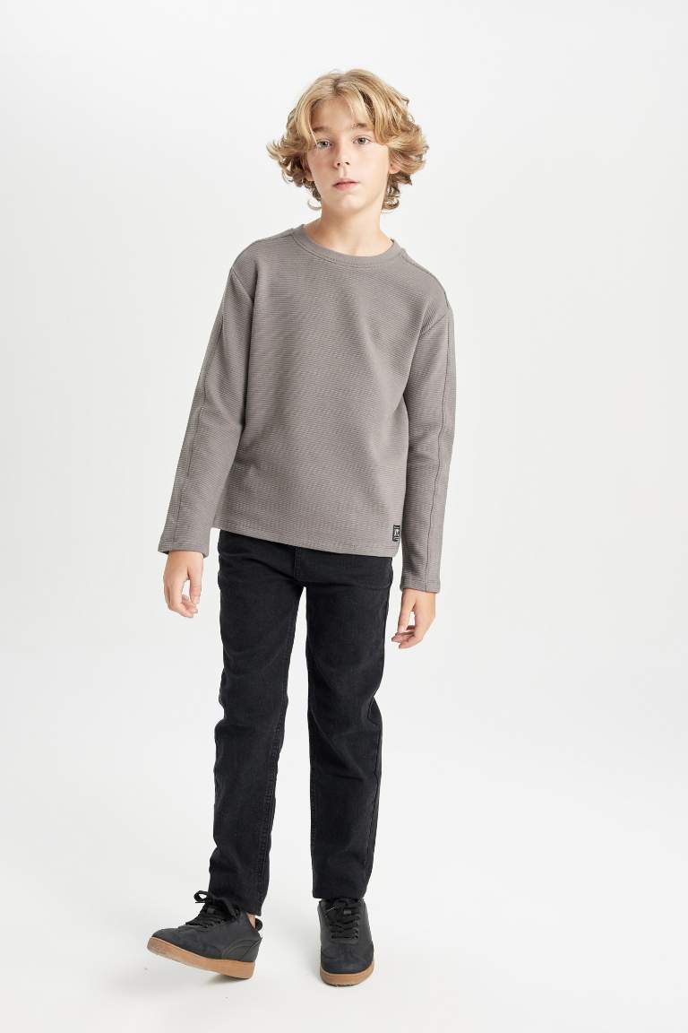 Boy Regular Fit Crew Neck Long Sleeve Basic T-shirt