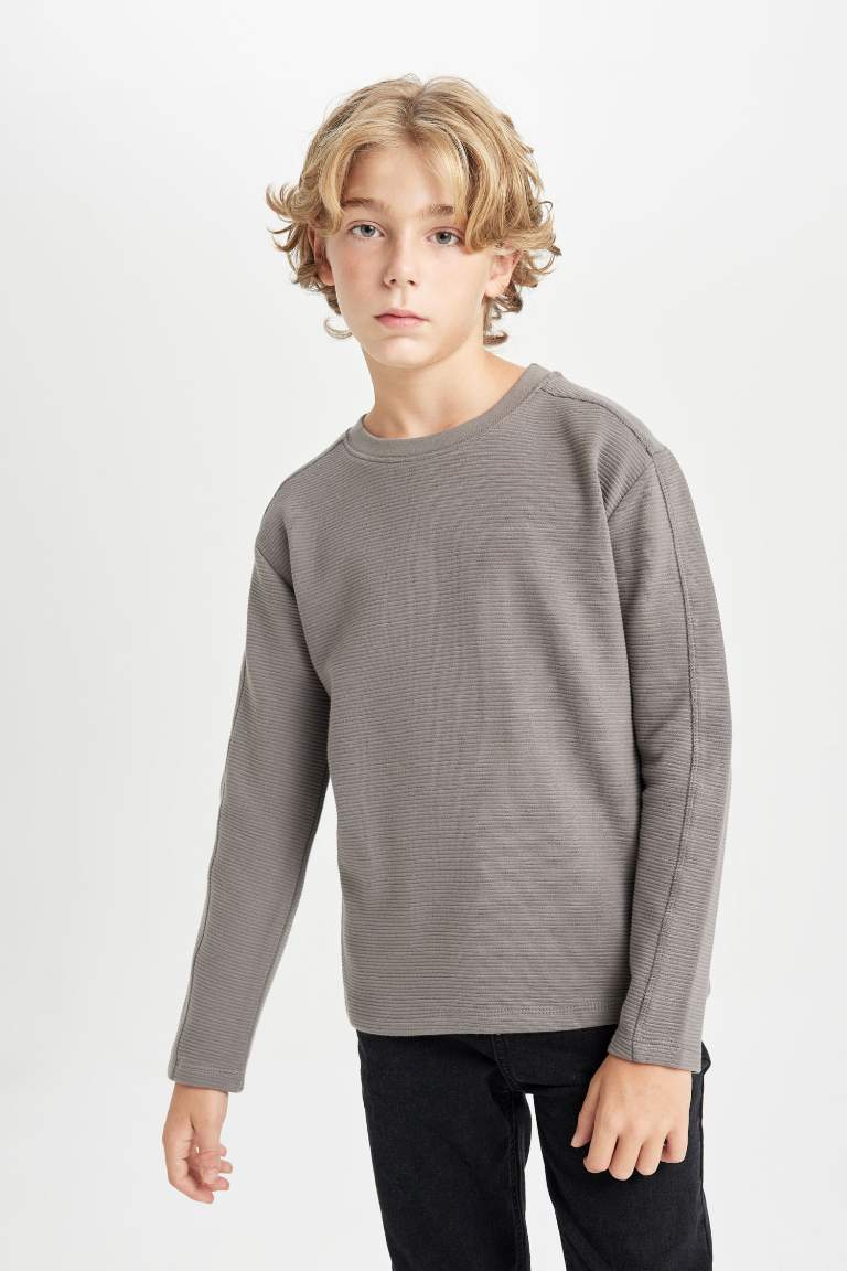 Boy Regular Fit Crew Neck Long Sleeve Basic T-shirt