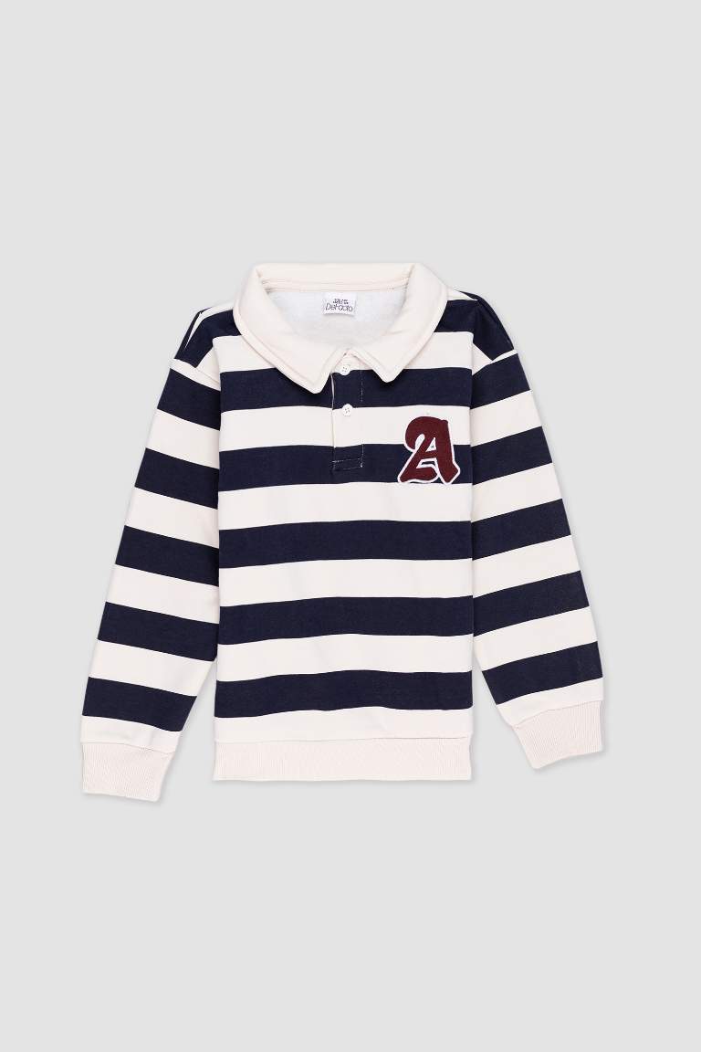 Boy Regular Fit Polo Collar Sweatshirt