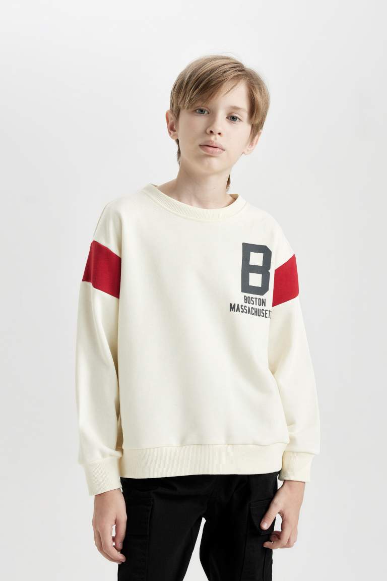 Boy Crew Neck Printed Thick Sweatshirt