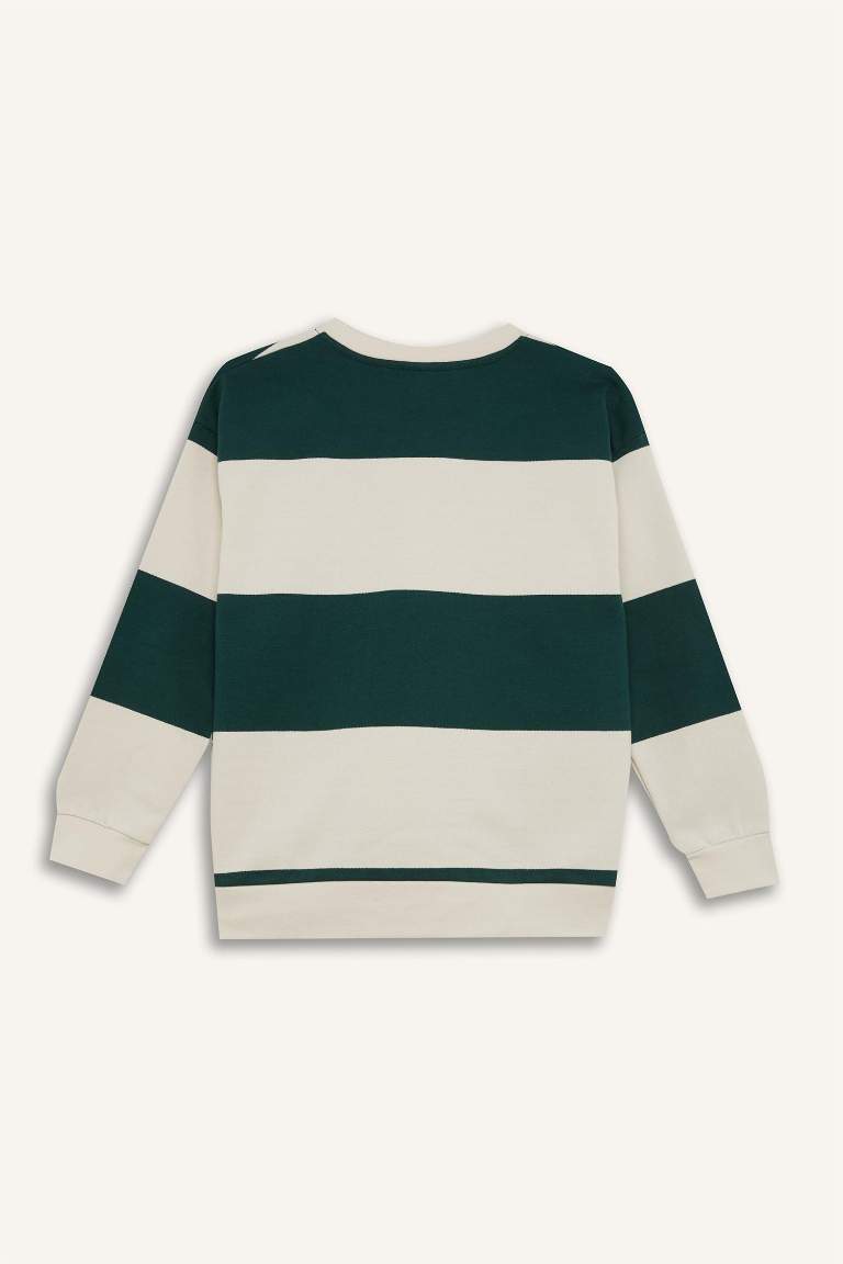 Boy Oversize Fit Striped Thick Sweatshirt