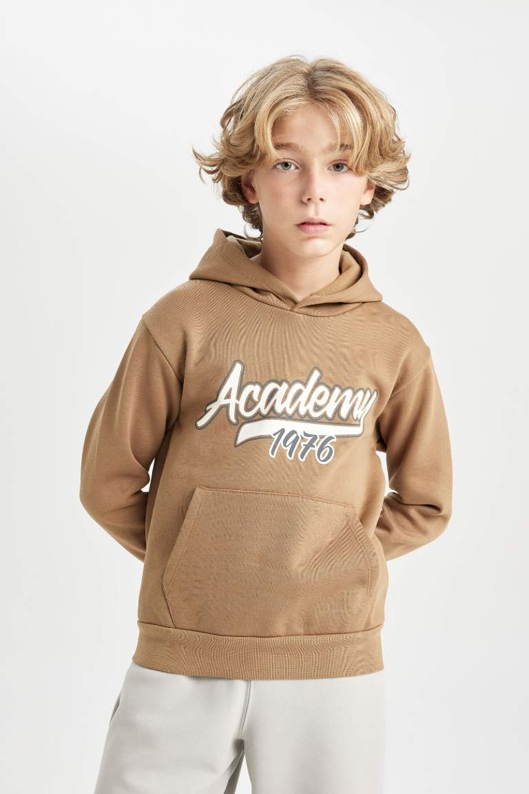 Boy Regular Fit Hooded Pocketed Thick Sweatshirt