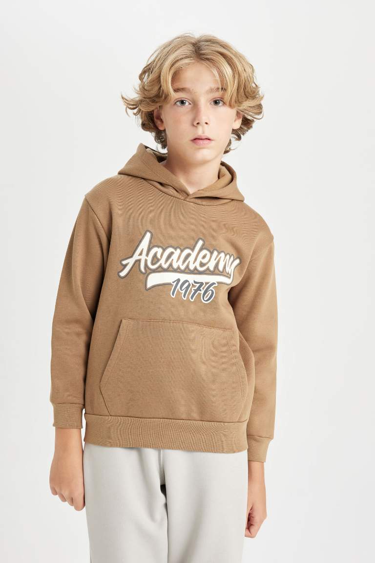 Boy Regular Fit Hooded Pocketed Thick Sweatshirt