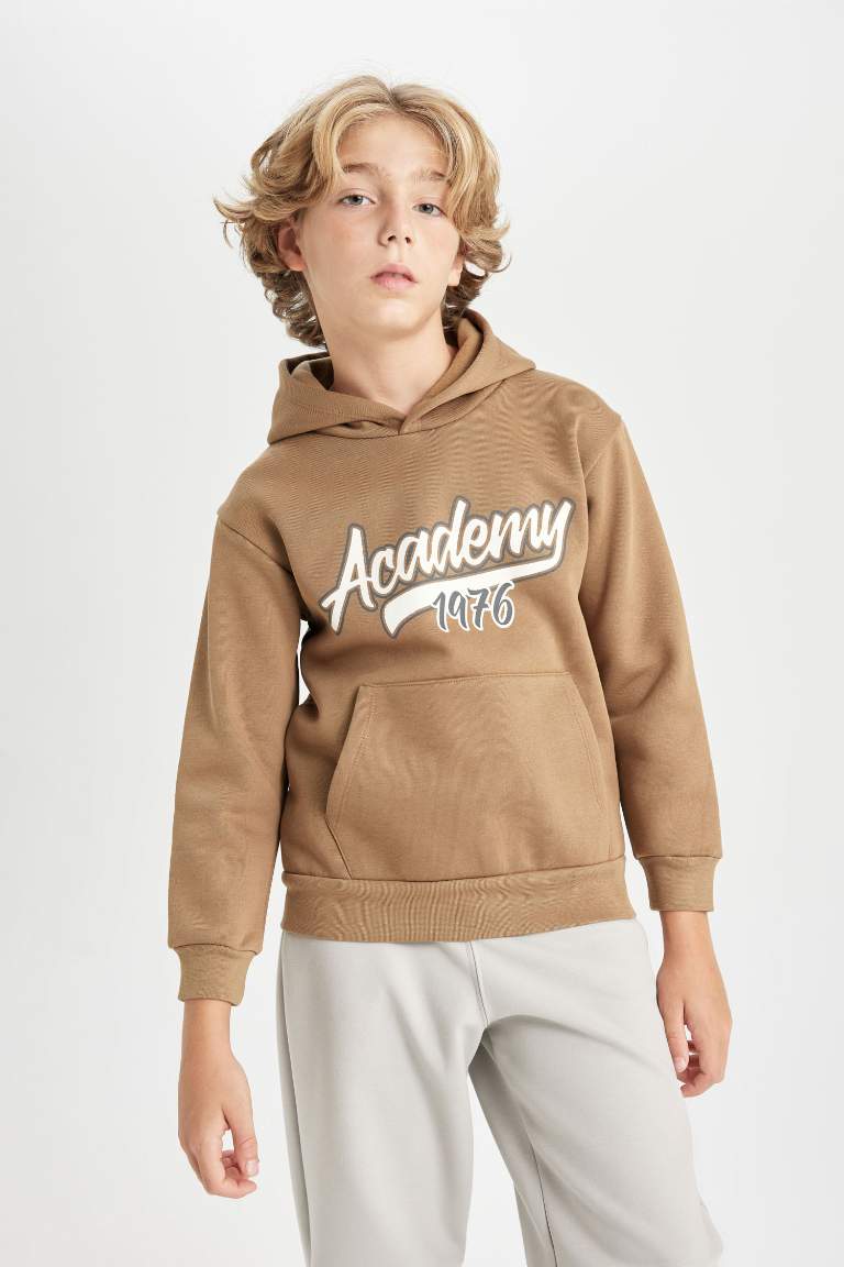 Boy Regular Fit Hooded Pocketed Thick Sweatshirt