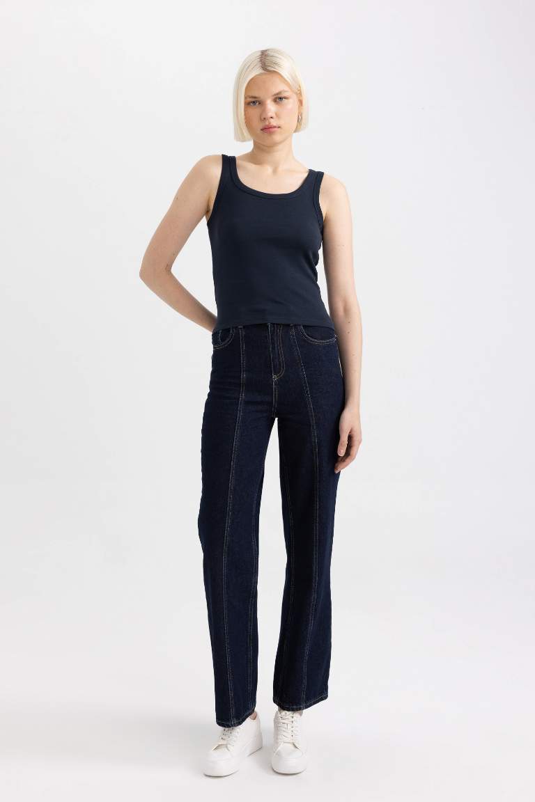 Slim Fit Dar Kesim U Yaka Ribana Atlet