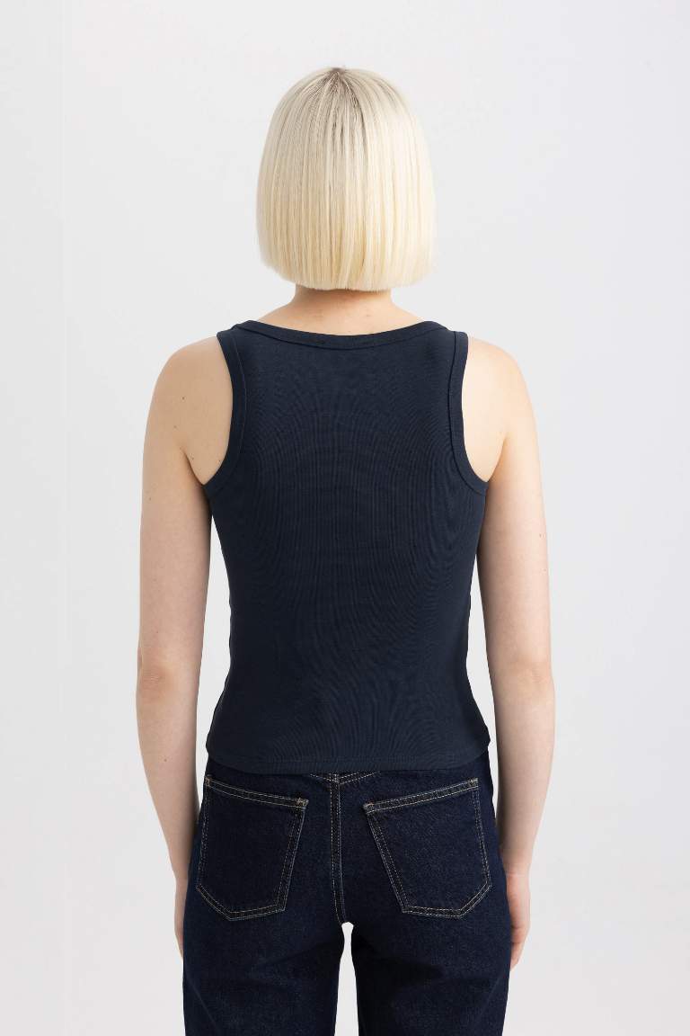 Slim Fit Dar Kesim U Yaka Ribana Atlet