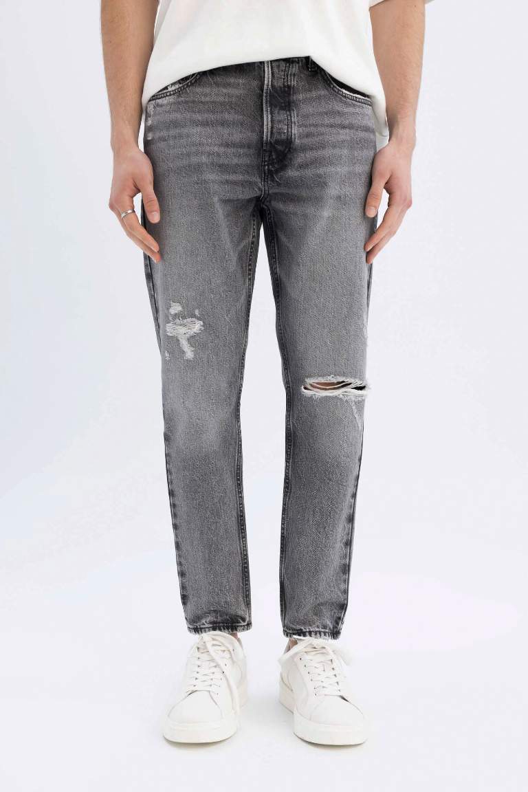 Pantalon Jean Slim Taille Haute Style des Années 90 avec détails déchirés