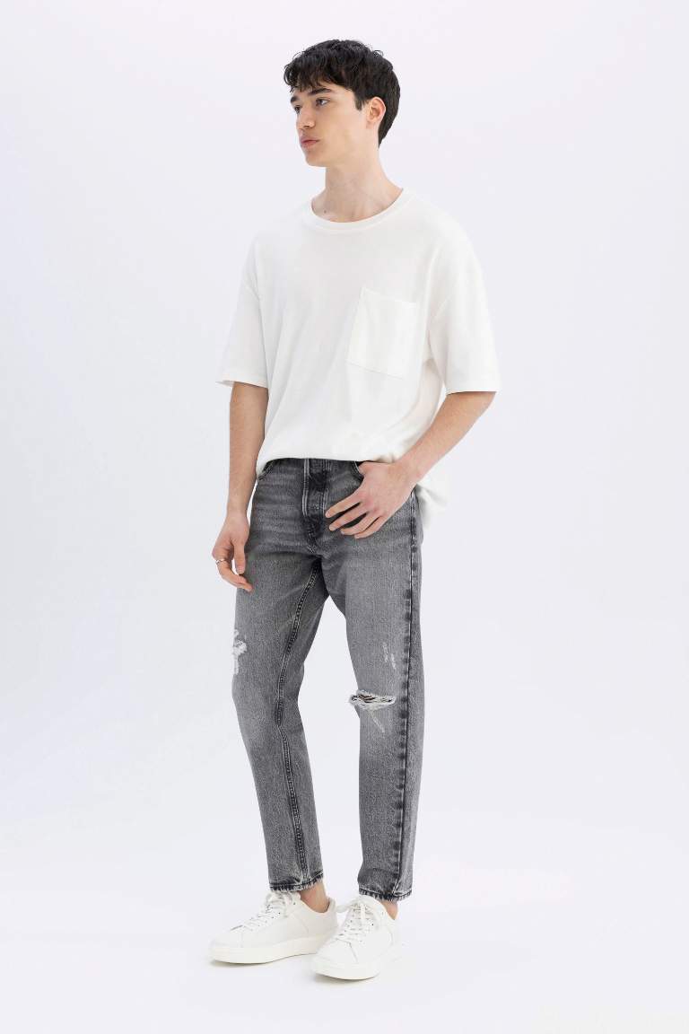 Pantalon Jean Slim Taille Haute Style des Années 90 avec détails déchirés