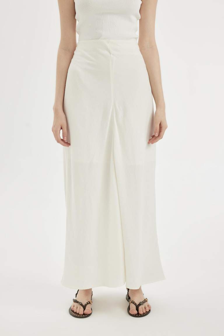 A Cut linen Maxi Skirt