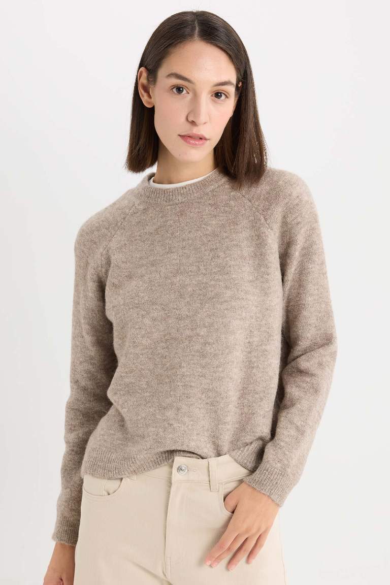 Pull en tricot basique à col rond Coupe régulière