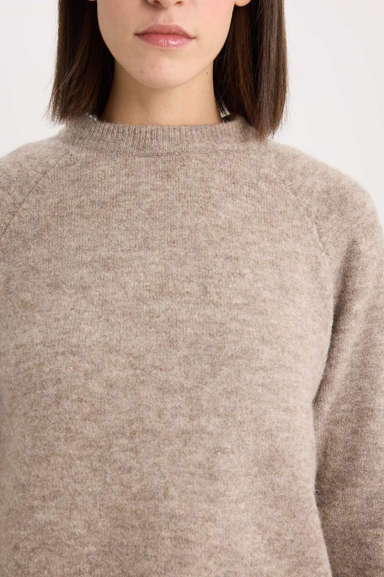 Pull en tricot basique à col rond Coupe régulière