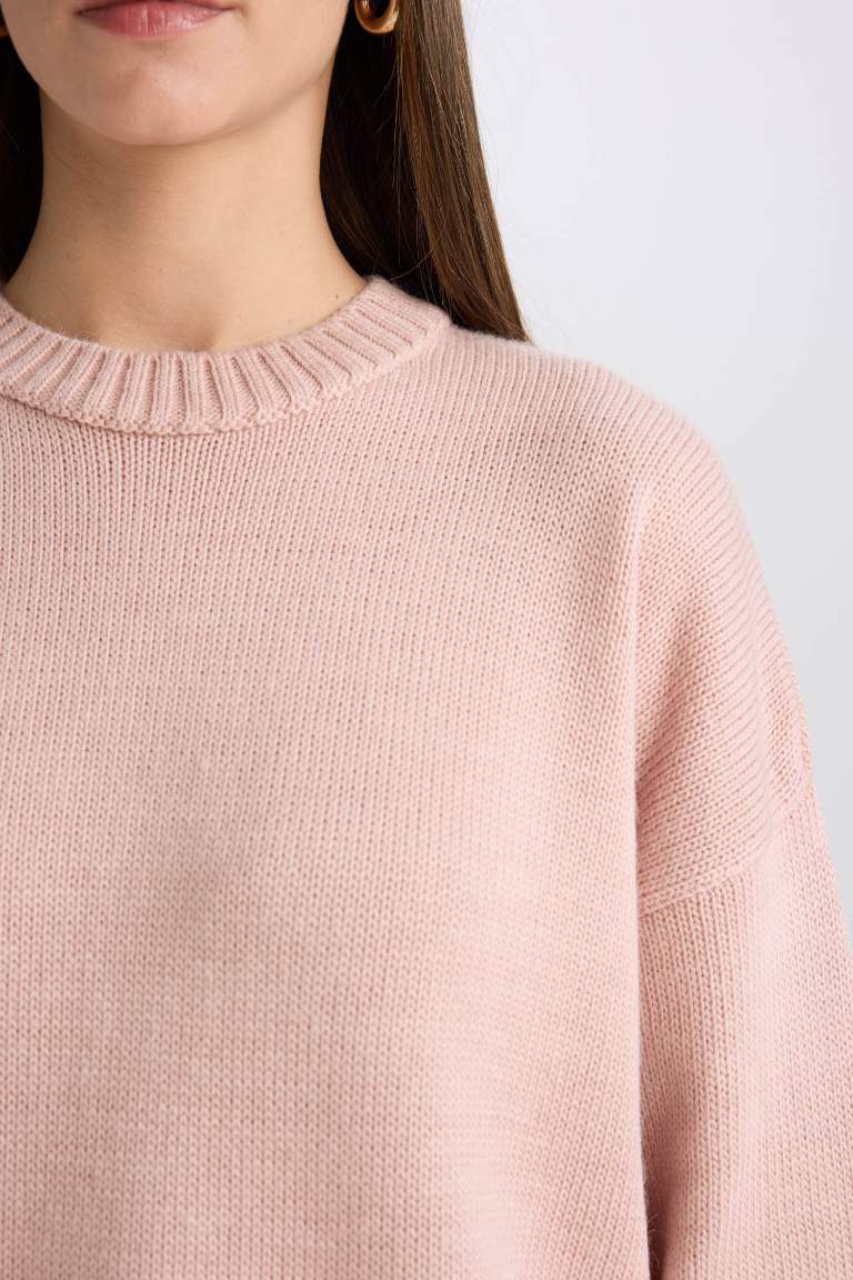 Oversize Fit Crew Neck Basic Knitwear Pullover