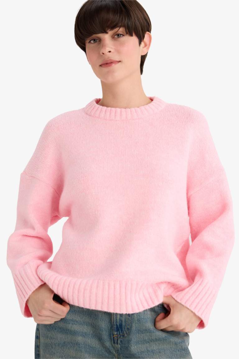 Oversize Fit Crew Neck Knitwear Pullover