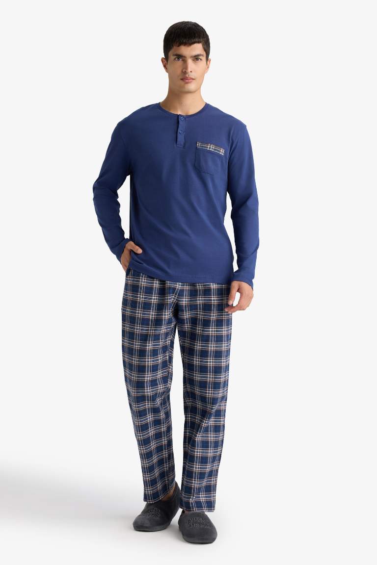 Pijama Takımı Regular Fit Uzun Kollu Üst Kareli Uzun Alt