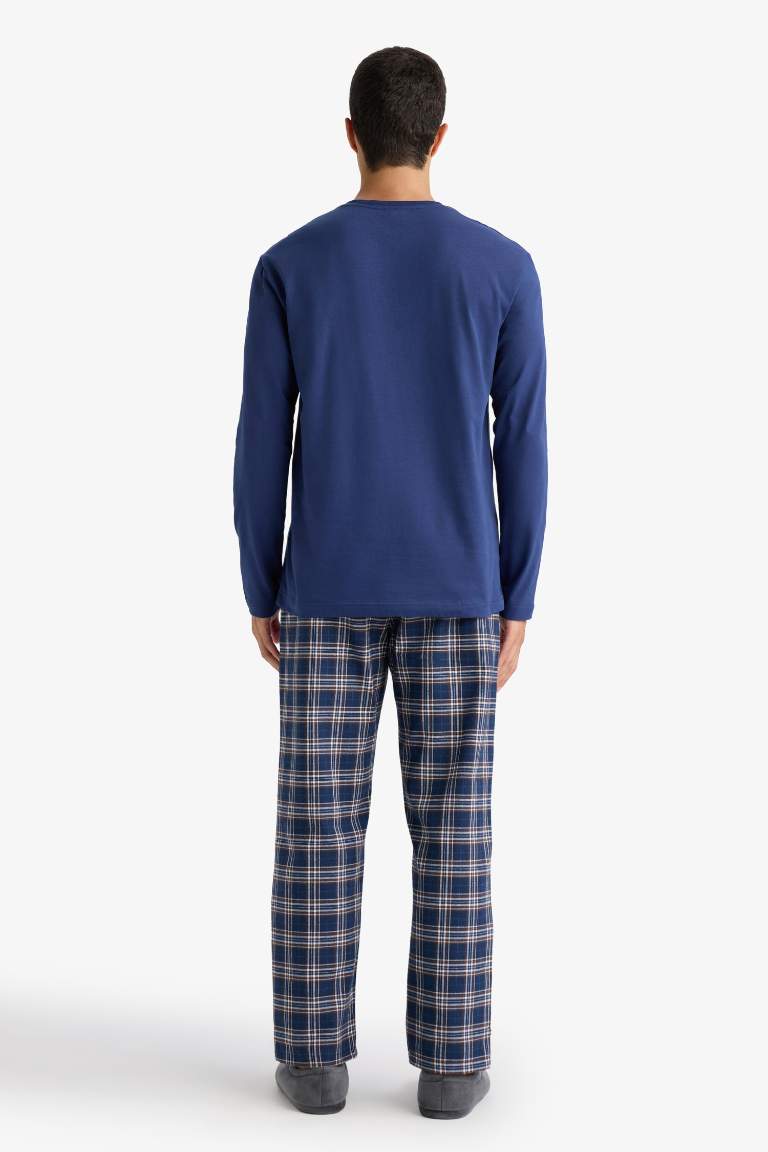 Pijama Takımı Regular Fit Uzun Kollu Üst Kareli Uzun Alt