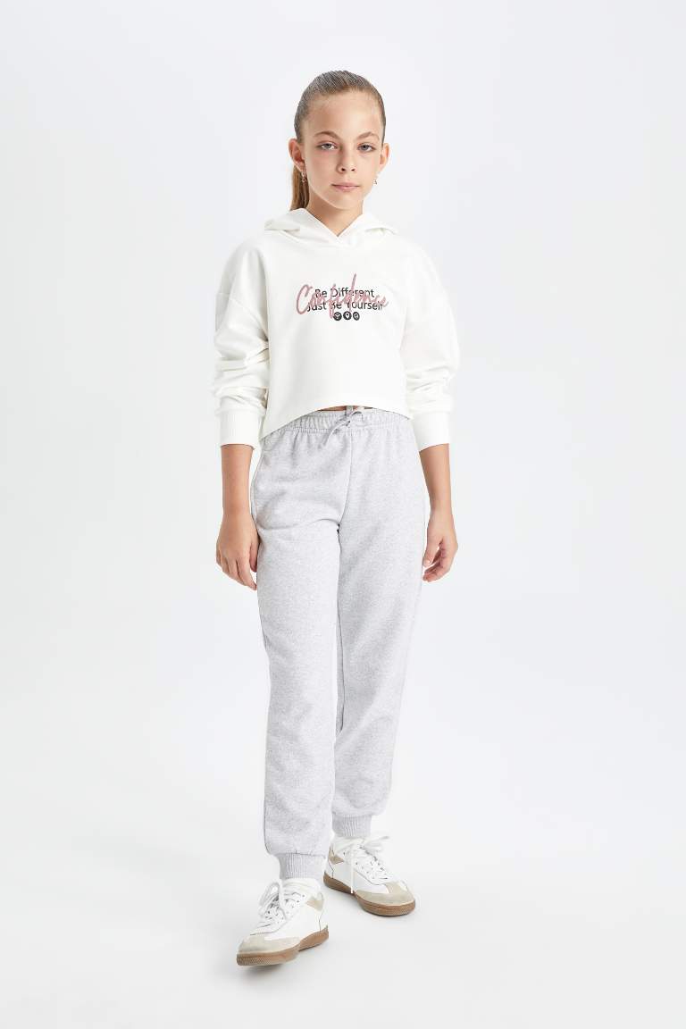 Girl Oversize Fit Hooded Printed Sweatshirt