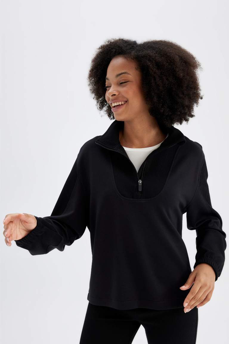 DeFactoFit Oversize Fit Modal Sports Sweatshirt