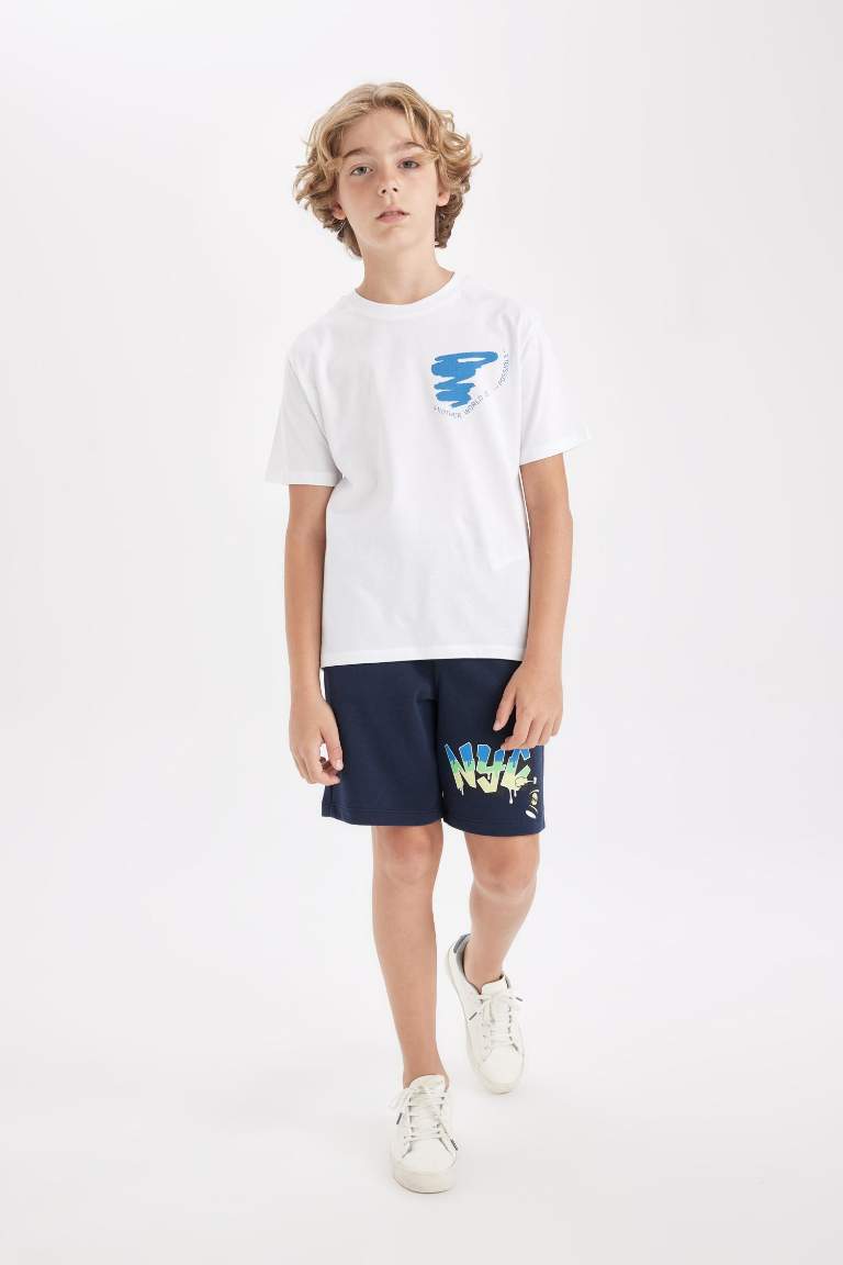 Boy Crew Neck Back Printed Short Sleeve T-Shirt