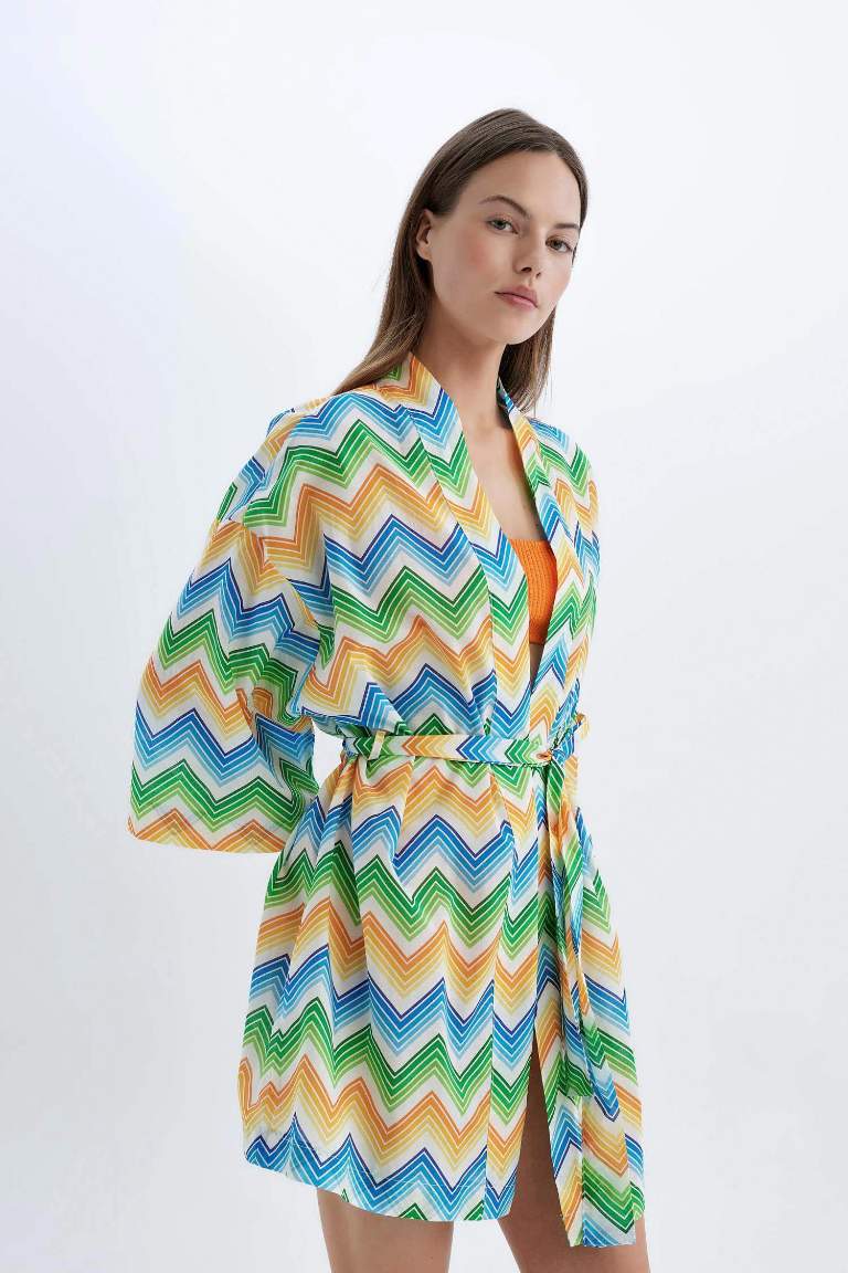 Desenli Pamuklu Kimono-Fall in Love