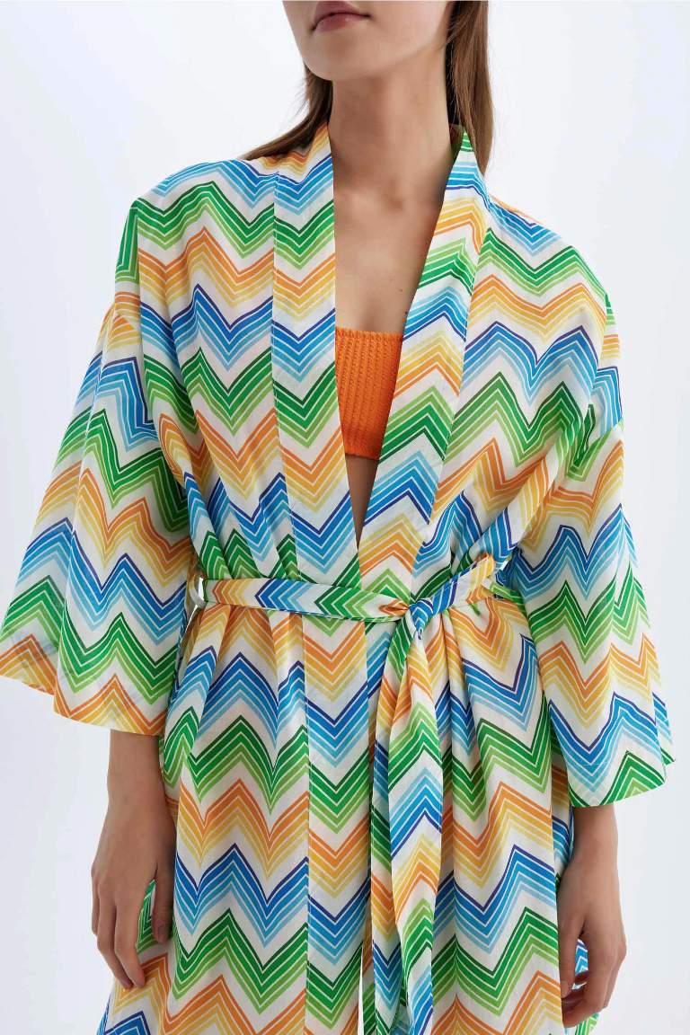 Desenli Pamuklu Kimono-Fall in Love