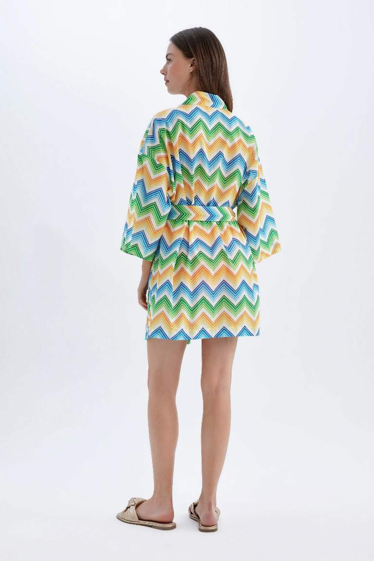 Desenli Pamuklu Kimono-Fall in Love
