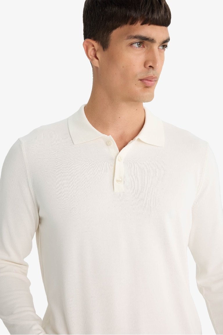 Standart Fit Polo Yaka Premium Düğmeli Triko Kazak