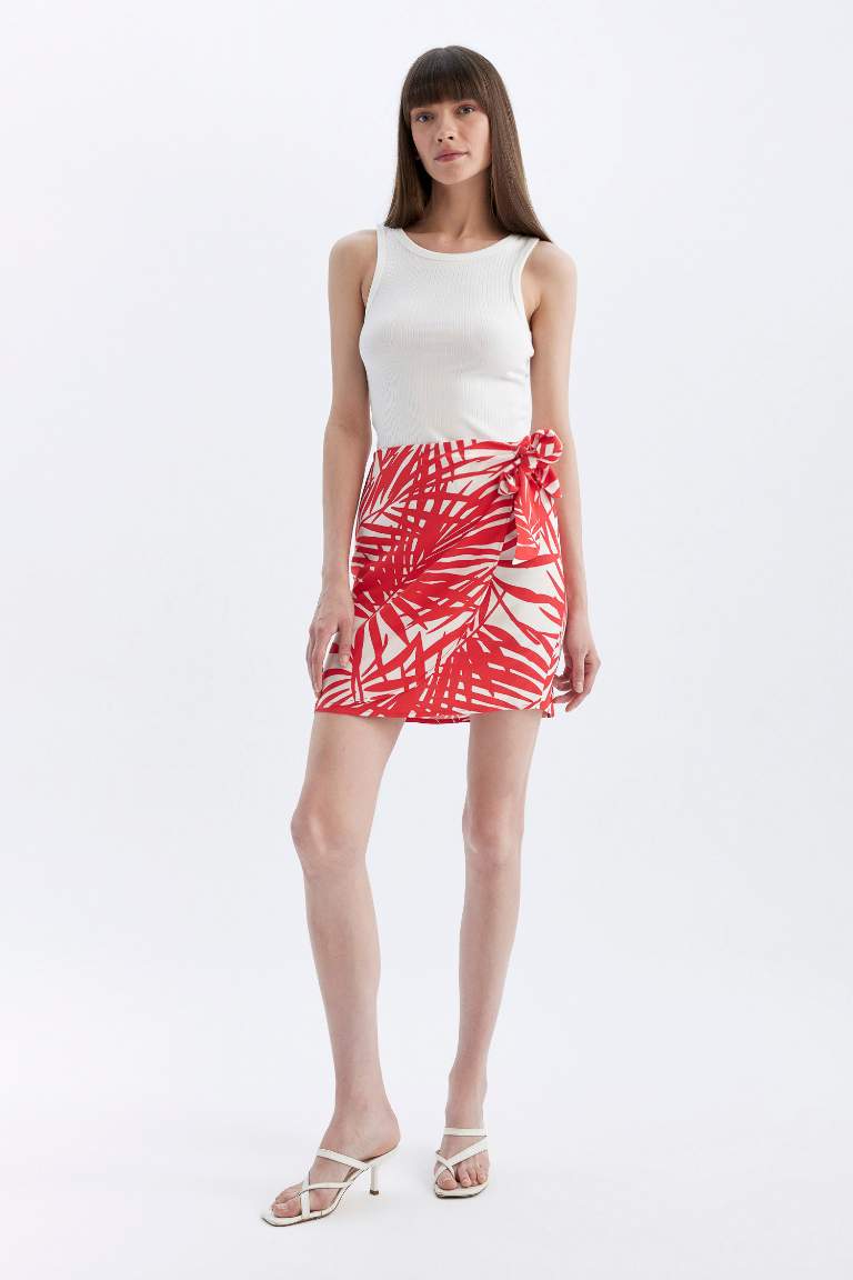 A Line Floral Normal Waist Mini Skirt