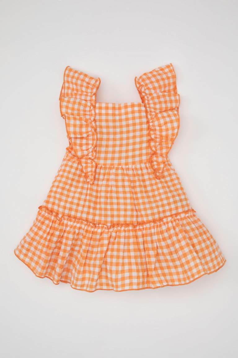 Regular Fit Plaid Short Sleeve Woven Dress