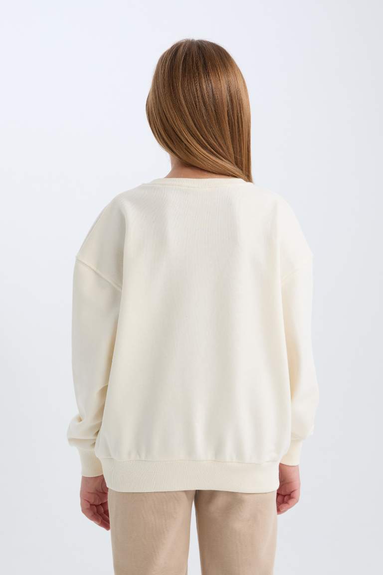 Sweat-shirt Oversize imprimé Ours à Col rond pour Fille