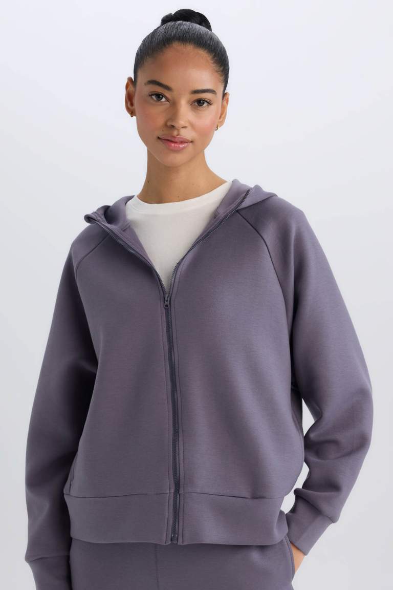 DeFactoFit Standard Fit Hooded Zippered Sweatshirt