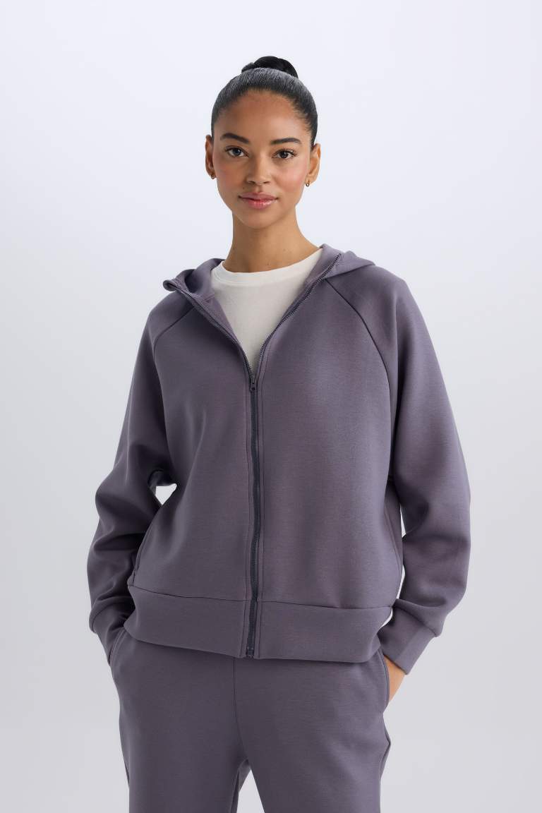 DeFactoFit Standard Fit Hooded Zippered Sweatshirt