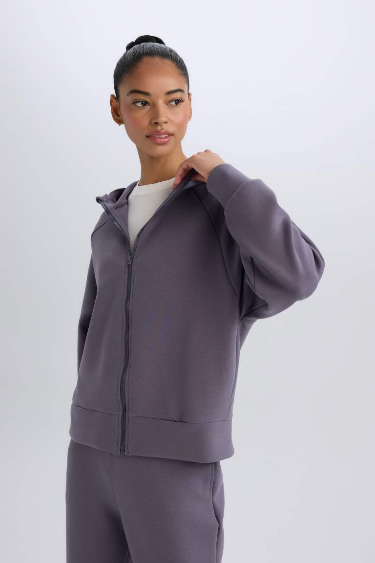 DeFactoFit Standard Fit Hooded Zippered Sweatshirt